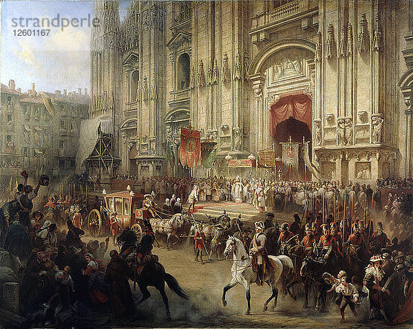 Zeremonieller Empfang von Feldmarschall Alexander Suworow in Mailand im April 1799  1850er Jahre. Künstler: Adolf Jossifowitsch Karl der Große
