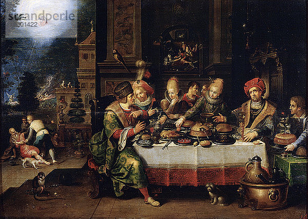 Das Gleichnis vom reichen Mann und dem Bettler Lazarus  17. Jahrhundert. Künstler: Frans Francken II