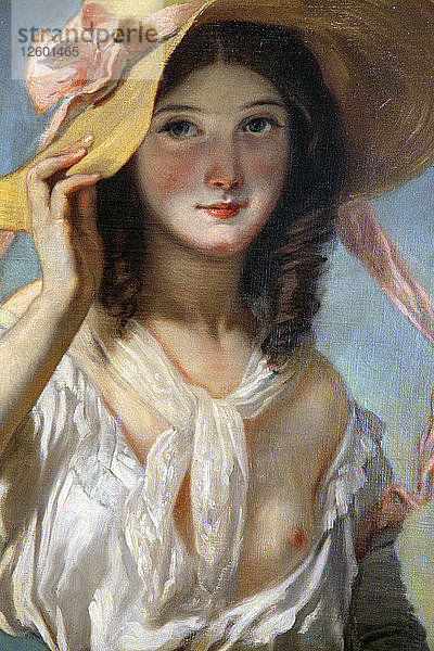Junges Mädchen mit Blumen  1843. Künstler: Camille Joseph Etienne Roqueplan