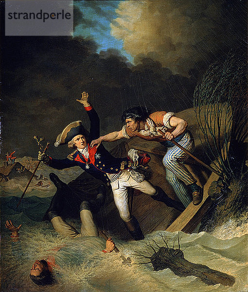 Der Tod von Herzog Leopold von Braunschweig während einer Überschwemmung in Braunschweig  Deutschland  1785. Künstler: Pierre Alexandre Wille