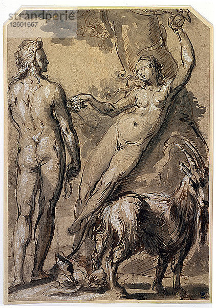 Adam und Eva. Der Sündenfall  Ende der 1590er Jahre. Künstler: Gerrit Pietersz