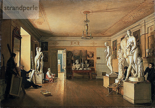 Atelier des Künstlers Alexei Venetsianov in St. Petersburg  1827. Künstler: Alexander Alexejew