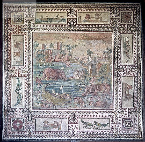Römisches Mosaik  das Ägypten darstellt. Künstler: Unbekannt