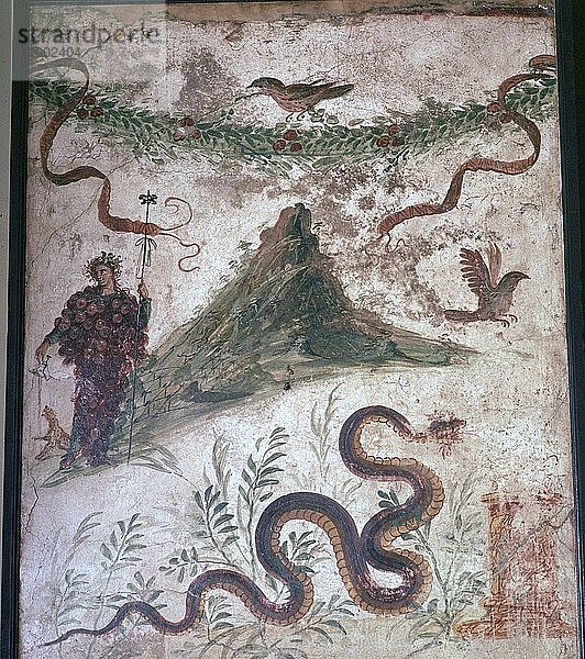 Römische Wandmalerei aus Pompeji  die den Vesuv zeigt  1. Jahrhundert. Künstler: Unbekannt