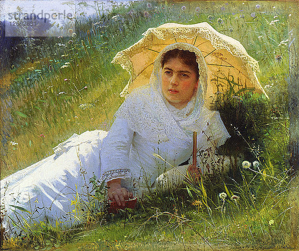 Ein heißer Tag (Auf der Wiese. Mittag)  1883. Künstler: Iwan Kramskoj