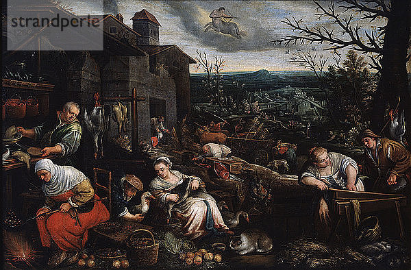 November (aus der Serie Die Jahreszeiten)  Ende 16. oder Anfang 17. Jahrhundert. Künstler: Leandro Bassano