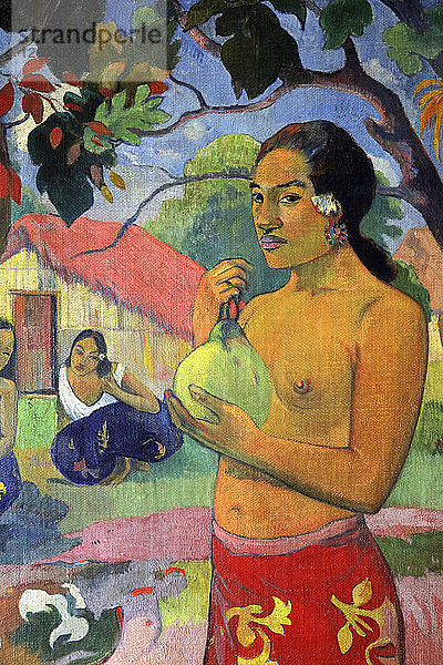Eu haere ia oe (Frau  die eine Frucht hält: Wohin gehst du?)  1893. Künstler: Paul Gauguin