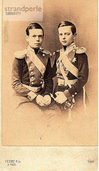 Porträt der Großherzöge Wladimir Alexandrowitsch von Russland und Alexander Alexandrowitsch von Russland  1850er Jahre.