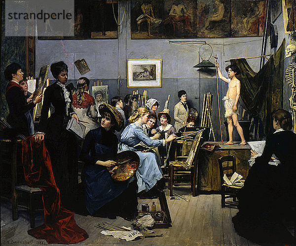 Das Atelier der Académie Julian  1881. Künstlerin: Maria Konstantinowka Baschkirtseff