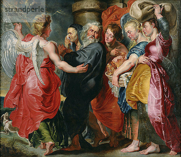 Die Flucht von Lot und seiner Familie aus Sodom (nach Rubens)  um 1618. Künstler: Jordaens  Jacob (1593-1678)
