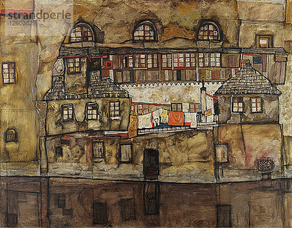 Hauswand am Fluss  1915. Künstler: Schiele  Egon (1890?1918)