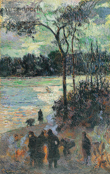 Das Feuer am Flussufer  1886. Künstler: Gauguin  Paul Eugéne Henri (1848-1903)