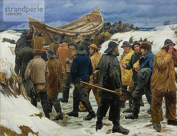 Das Rettungsboot wird durch die Dünen gefahren  1883. Künstler: Ancher  Michael (1849-1927)
