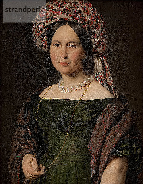 Cathrine Jensen  geborene Lorenzen  die Künstlergattin mit Turban  1842-1843. Künstler: Jensen  Christian Albrecht (1792-1870)