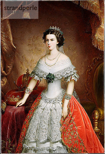 Porträt von Elisabeth von Bayern  1856. Künstler: Russ  Franz  der Ältere (1817-1892)