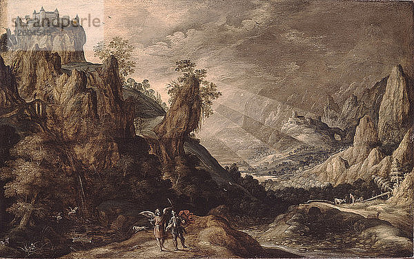 Landschaft mit Tobias und dem Engel. Künstler: Keuninck  Kerstiaen  de (ca.1560-1633)