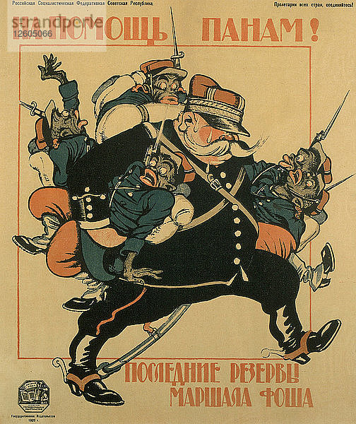 Zu Gunsten der Pfannen. Die letzten Reserven des Marschalls Foch (Plakat)  1920. Künstler: Deni (Denisov)  Viktor Nikolaevich (1893-1946)
