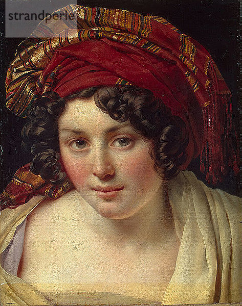 Kopf einer Frau mit Turban  um 1820. Künstler: Girodet de Roucy Trioson  Anne Louis (1767-1824)