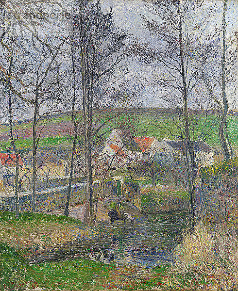 Die Ufer der Viosne bei Osny bei grauem Wetter  1883. Künstler: Pissarro  Camille (1830-1903)