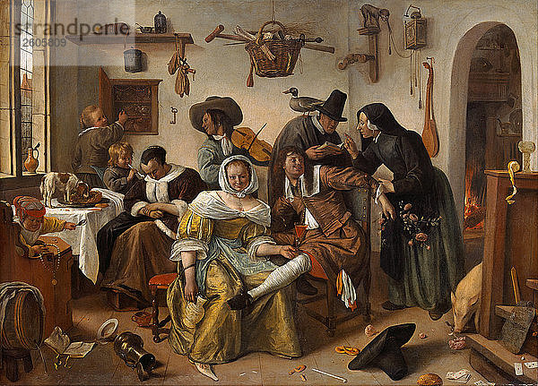 Die verkehrte Welt (In Weelde Siet Toe)  1663. Künstler: Steen  Jan Havicksz (1626-1679)