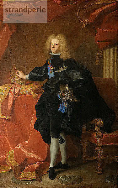 Philipp V.  König von Spanien (1683-1746)  1701. Künstler: Rigaud  Hyacinthe François Honoré (1659-1743)