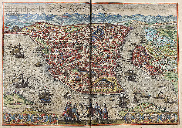 Byzanz. Constantinopolis (aus: Civitates Orbis Terrarum)  1572. Künstler: Hogenberg  Frans (1535-1590)