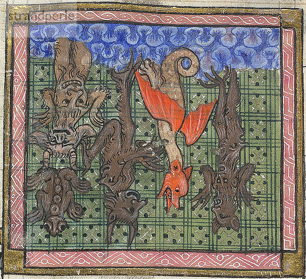 Apokalypse  Detail: Vom Himmel fallende Dämonen  ca. 1370-1375. Künstler: Anonym