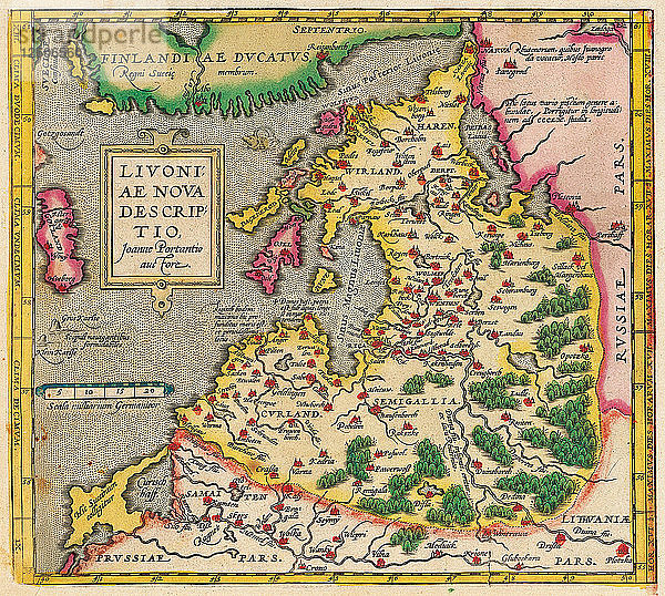 Livland-Karte  Livoniae Nova Descriptio  1573-1578. Künstler: Anonymer Meister