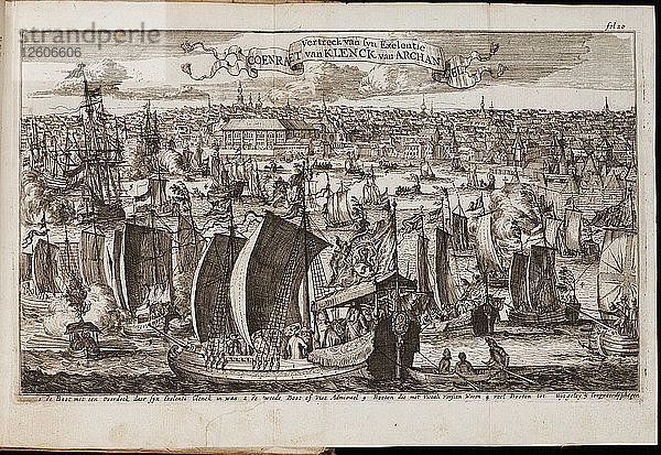 Archangelsk (Aus: Historisch Verhael  of Beschryving van de Voyagie)  1677. Künstler: Coyet (Coyett)  Balthasar (ca. 1650-1725)