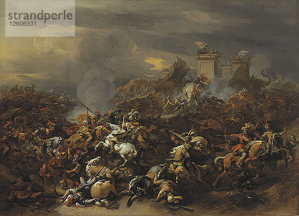 Die Schlacht von Alexander dem Großen gegen den König Porus. Künstler: Berchem  Nicolaes (Claes) Pietersz  der Ältere (1620-1683)