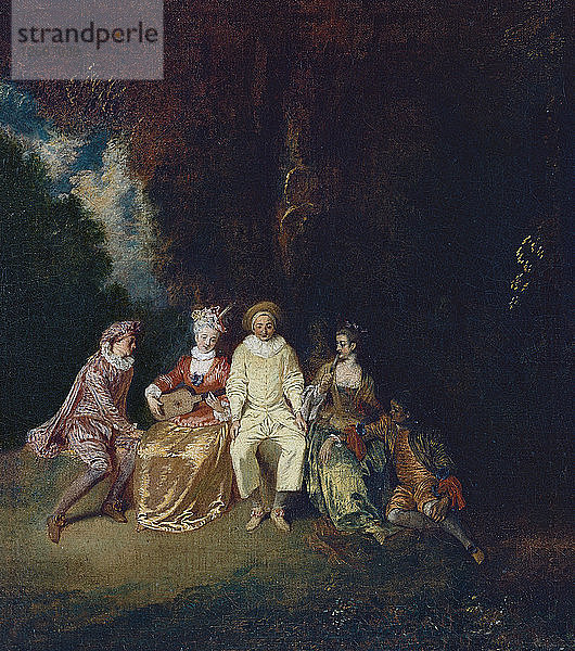 Pierrot Inhalt  ca. 1712. Künstler: Watteau  Jean Antoine (1684-1721)