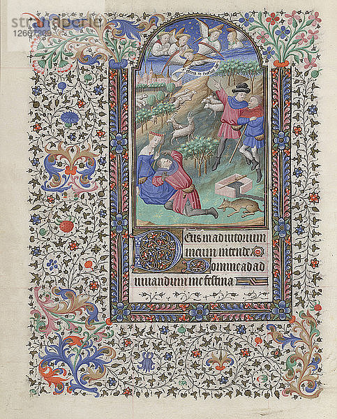 Die Verkündigung an die Hirten (Stundenbuch)  1440-1460. Künstler: Bedford Master (tätig 1405-1465)