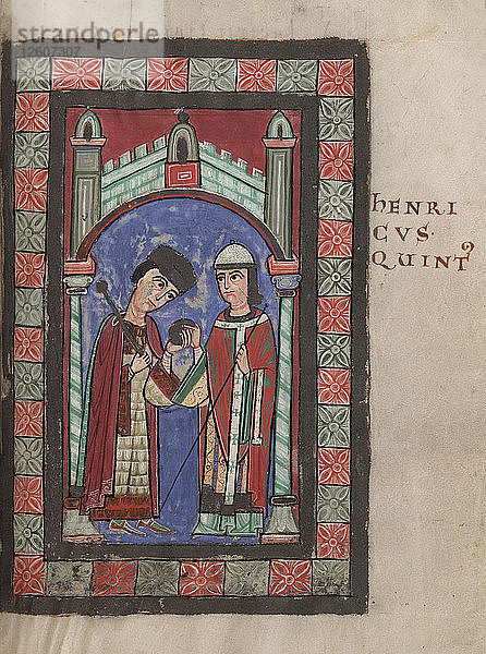 Kaiser Heinrich V. und Mathilde von England beim Hochzeitsmahl in Mainz am 7. Januar 1114  1114. Künstler: Anonym
