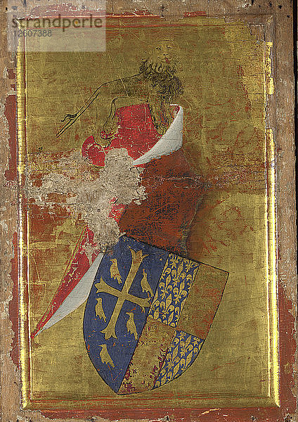 Das Wappen von Richard II. von England (Die Außentafel des Wilton-Diptychons)  zwischen 1395 und 1399. Künstler: Wilton Master (tätig 1395 - 1399)