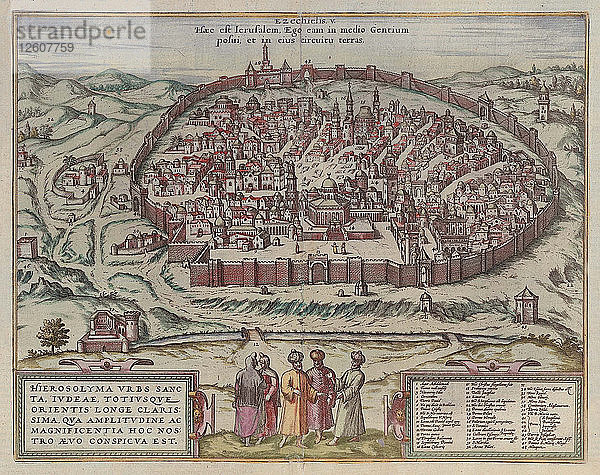 Die Jerusalem-Karte (aus: Jansson  Jan. Illustriorum Hispaniae urbium tabulae  Amsterdam  1657)  1657. Künstler: Hogenberg  Frans (1535-1590)