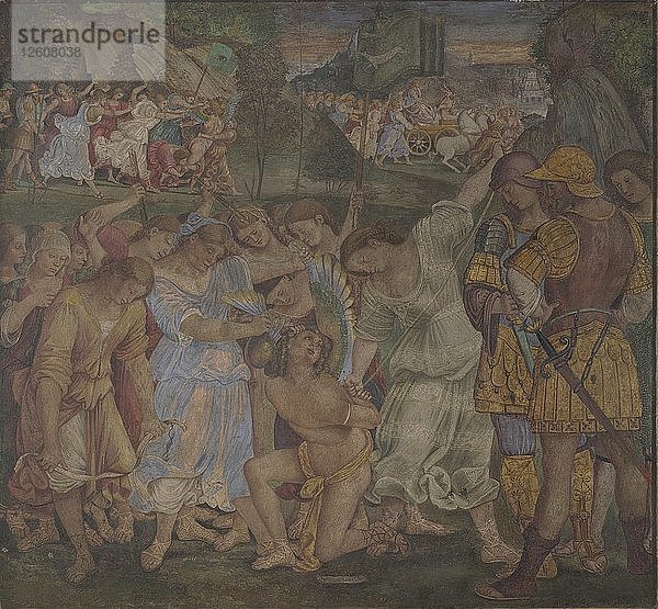 Der Triumph der Keuschheit: Die Liebe entwaffnet und gefesselt (Fresken aus dem Palazzo del Magnifico  Siena)  1509. Künstler: Signorelli  Luca (ca. 1441-1523)