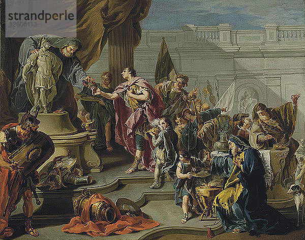 Scipio huldigt dem Mars. Künstler: Pittoni  Giovan Battista (1687-1767)