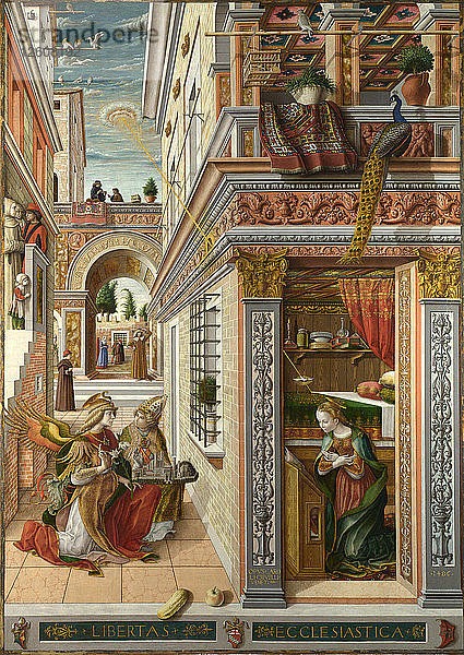 Die Verkündigung mit dem Heiligen Emidius  1486. Künstler: Crivelli  Carlo (ca. 1435-c. 1495)