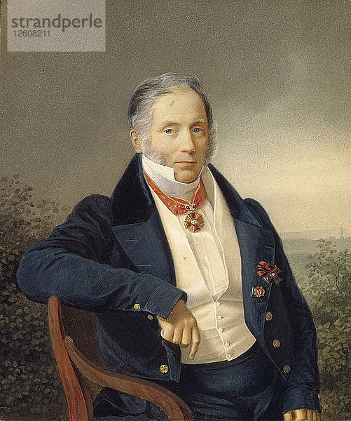 Porträt des Malers Alexander Sauerweid (1782-1844)  erstes Viertel des 19. Jahrhunderts. Künstler: Anonym