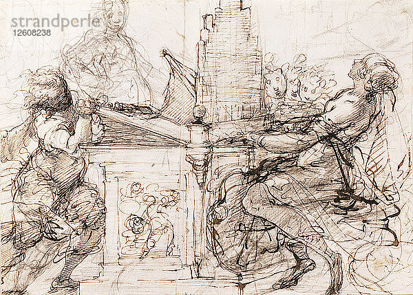 Die Heilige Cäcilie an der Orgel  1620-1629. Künstler: Crespi  Daniele (1598-1630)