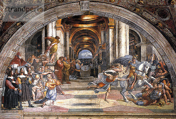 Die Vertreibung des Heliodorus  1511-1512. Künstler: Raphael (1483-1520)