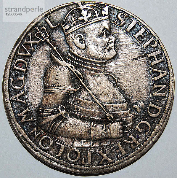 Der Taler von Stephan Báthory  König von Polen (Vorderseite)  1580. Künstler: Numismatik  Westeuropäische Münzen