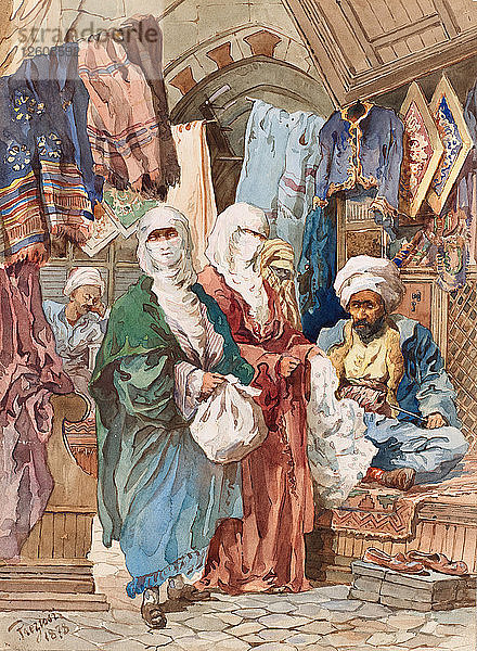 Der Seidenbasar. Künstler: Preziosi  Amedeo (1816-1882)