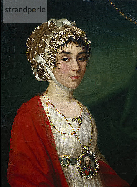 Porträt der Schauspielerin und Sängerin  Gräfin Praskowja Scheremetjewa (Schemtschugowa) (1768-1803)  1802. Künstler: Argunow  Nikolai Iwanowitsch (1771-nach 1829)
