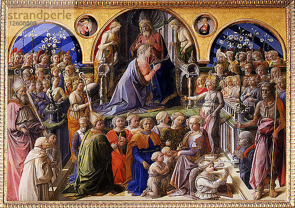 Die Krönung der Jungfrau  zwischen 1439 und 1447. Künstler: Lippi  Fra Filippo (1406-1469)