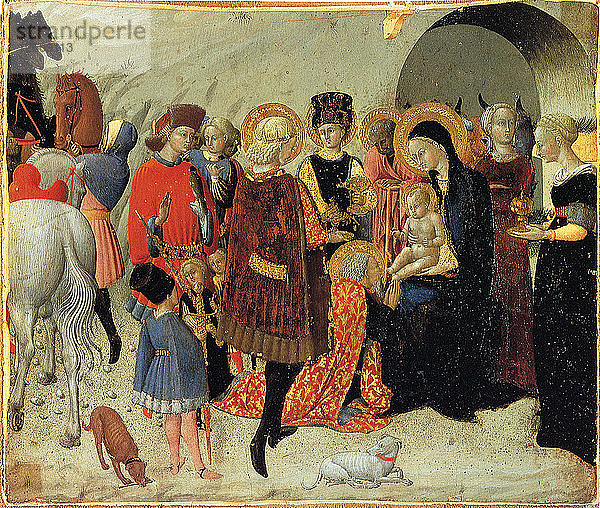 Die Anbetung der Heiligen Drei Könige  um 1435. Künstler: Sassetta (1392-1450)