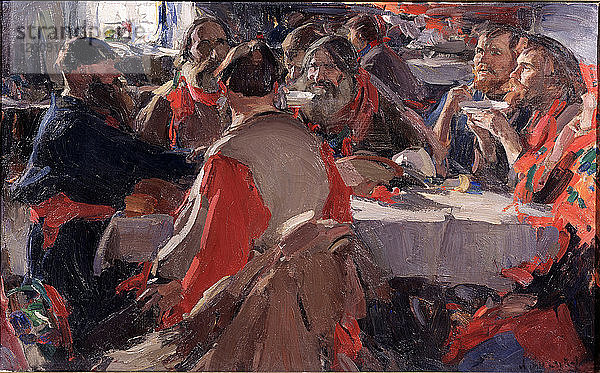 Tee trinken. Künstler: Arkhipow  Abram Jefimowitsch (1862-1930)