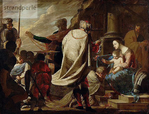 Anbetung der Heiligen Drei Könige  um 1640. Künstler: Cavallino  Bernardo (1616-1656)