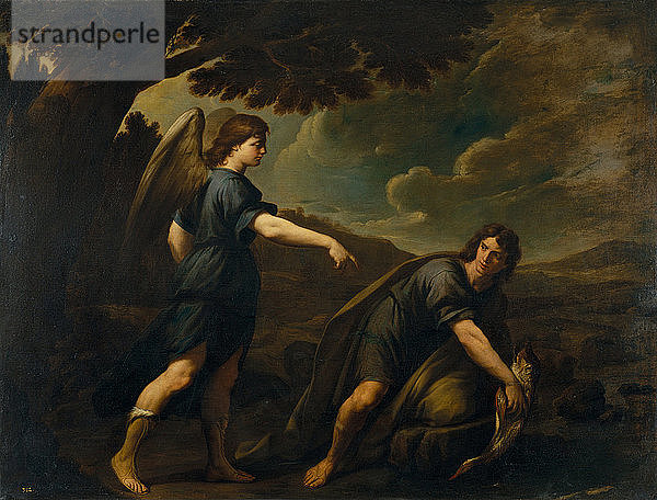 Der Engel und Tobias mit dem Fisch  um 1640. Künstler: Vaccaro  Andrea (1604-1670)