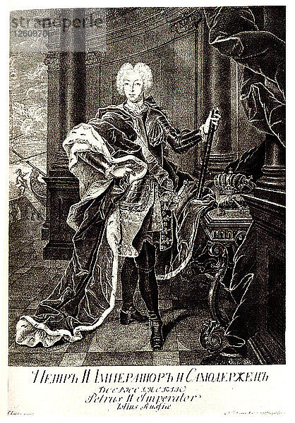 Porträt des Zaren Peter II. von Russland (1715-1730). Künstler: Anonym